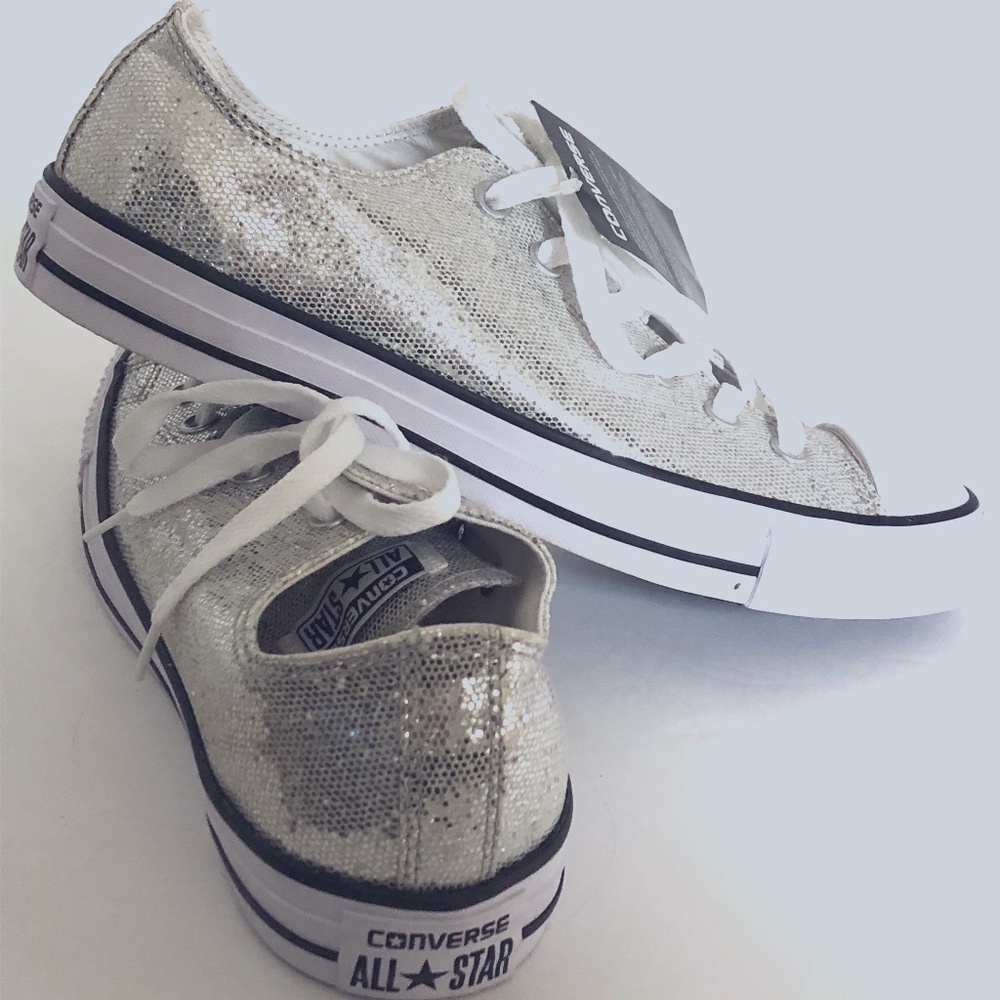 Converse All Star Lo Top- Silver Glitter size W10/M8